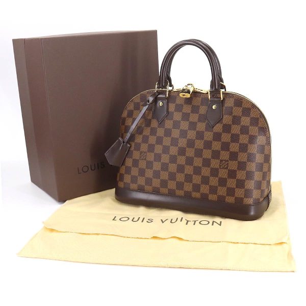 90177151 09 Louis Vuitton Damier Alma PM Hand Bag Ebene Brown