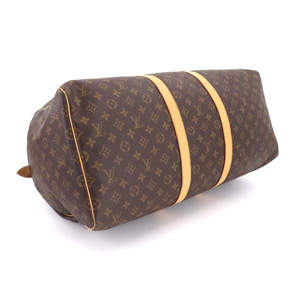 90177864 04 Louis Vuitton Monogram Keepall 55 Boston Bag Brown Gold Hardware