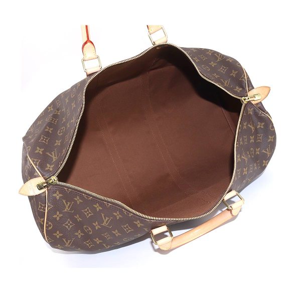 90177864 06 Louis Vuitton Monogram Keepall 55 Boston Bag Brown Gold Hardware