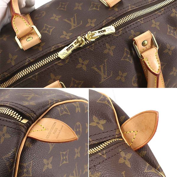 90177864 07 Louis Vuitton Monogram Keepall 55 Boston Bag Brown Gold Hardware