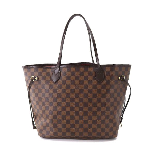 90178006 02 Louis Vuitton Damier Neverfull MM Tote Bag Ebene Cerise Brown