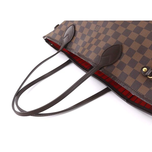 90178006 05 Louis Vuitton Damier Neverfull MM Tote Bag Ebene Cerise Brown