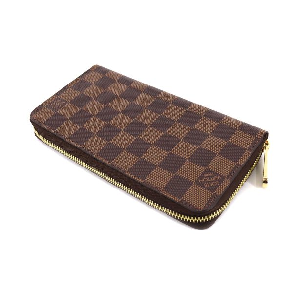 90178101 03 Louis Vuitton Damier Zippy Wallet Round Zipper Long Wallet Ebene Brown