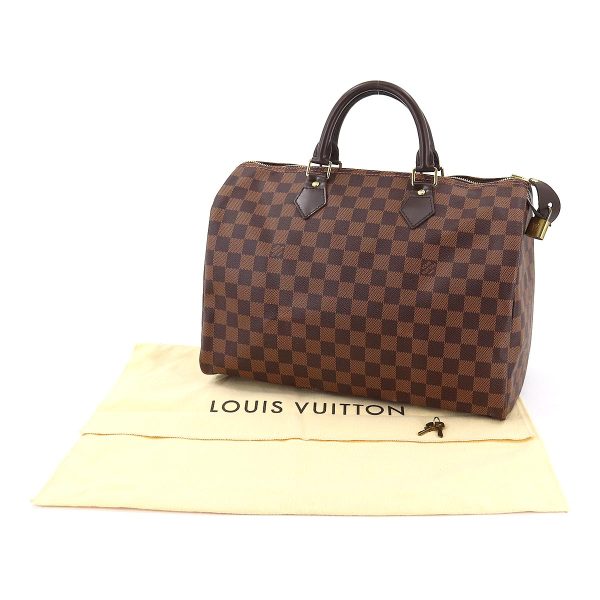 90178228 09 Louis Vuitton Damier Speedy 35 Hand Bag Ebene Brown