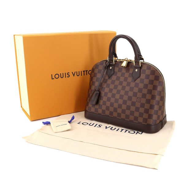 90178657 08 Louis Vuitton Damier Alma PM Hand Bag Ebene Brown