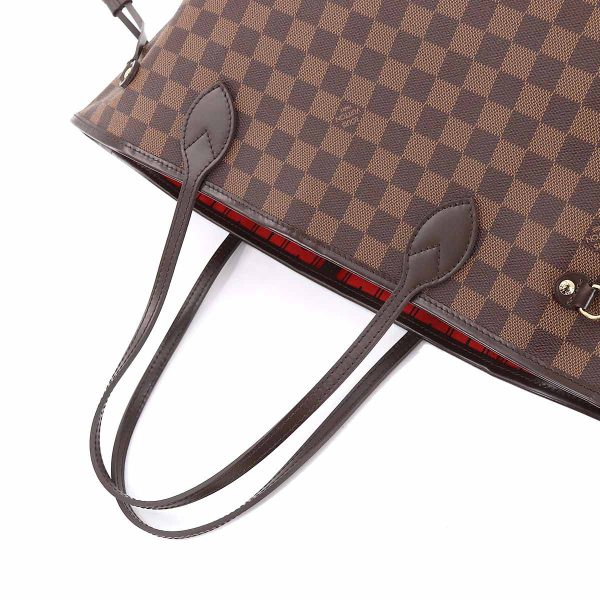 90178907 05 Louis Vuitton Damier Neverfull MM Tote Bag Ebene Cerise Brown