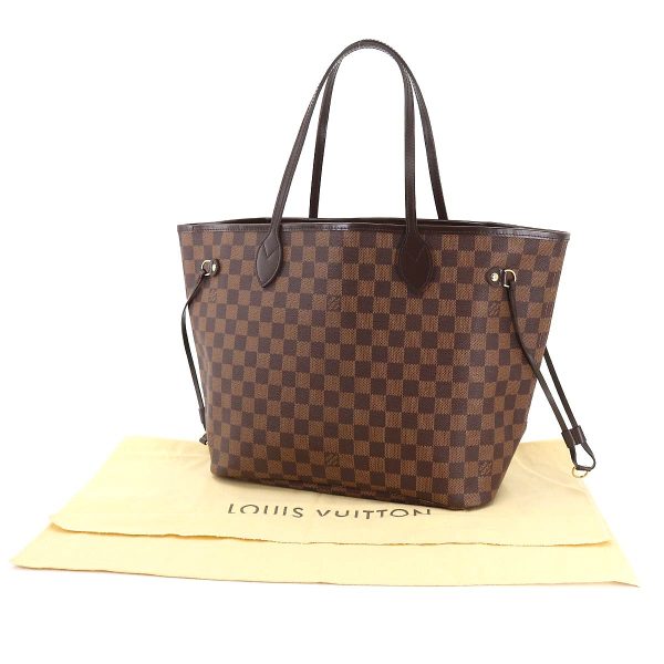 90178907 09 Louis Vuitton Damier Neverfull MM Tote Bag Ebene Cerise Brown