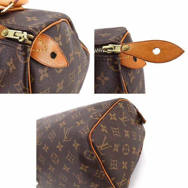 90179191 07 Louis Vuitton Monogram Speedy 25 Hand Bag Brown Gold Hardware