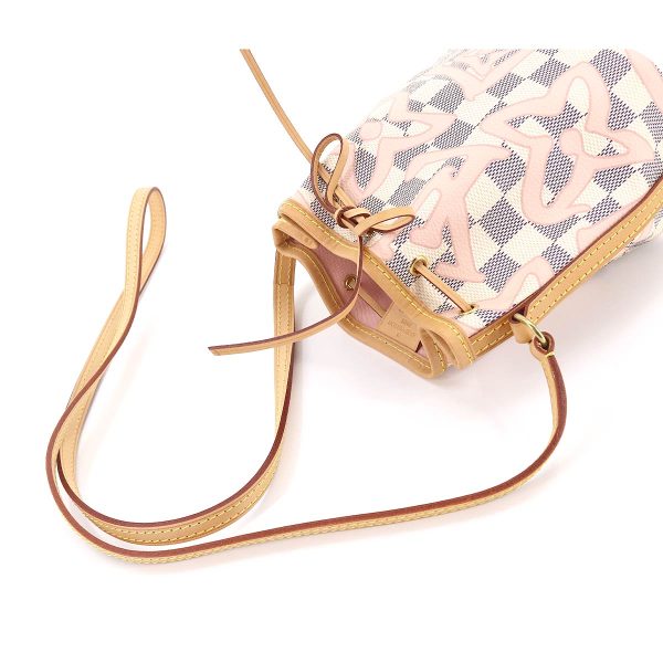 90179981 05 Louis Vuitton Damier Azur Tahiti Nano Noe Shoulder Bag White Rose