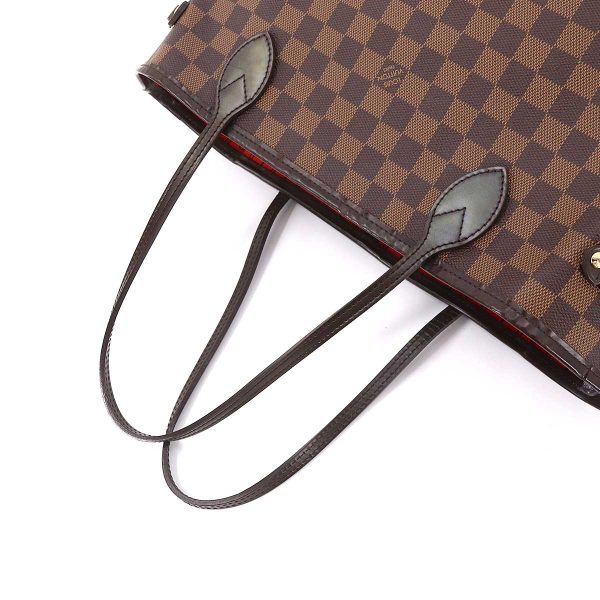 90180011 05 Louis Vuitton Damier Neverfull MM Tote Bag Ebene Cerise Brown