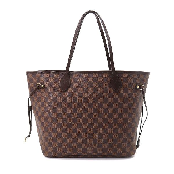 90180017 02 Louis Vuitton Damier Neverfull MM Tote Bag Ebene Cerise Brown