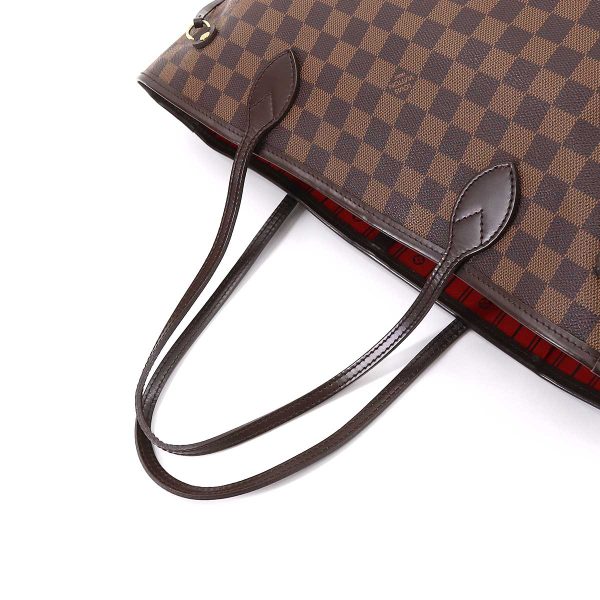 90180017 05 Louis Vuitton Damier Neverfull MM Tote Bag Ebene Cerise Brown