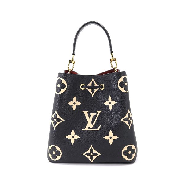 90180230 02 Louis Vuitton Bicolor Emplant NeoNoe MM Shoulder Bag Leather Black Beige