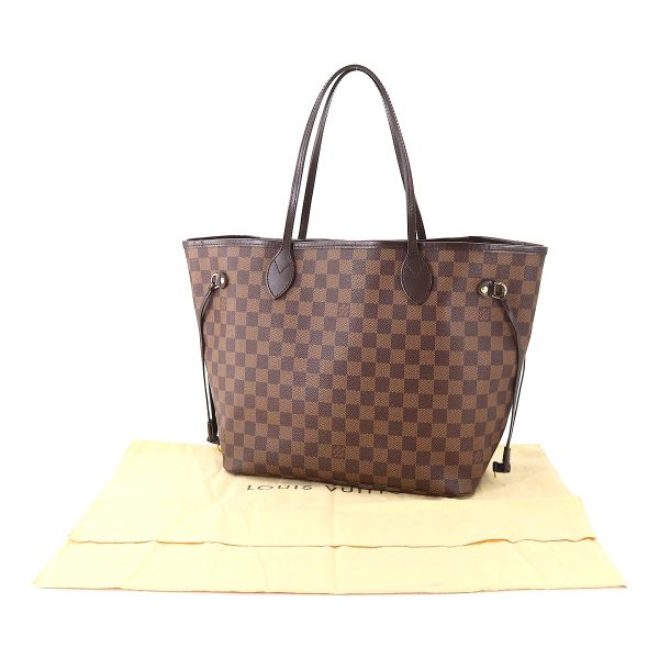 90180859 09 Louis Vuitton Damier Neverfull MM Tote Bag Ebene Brown