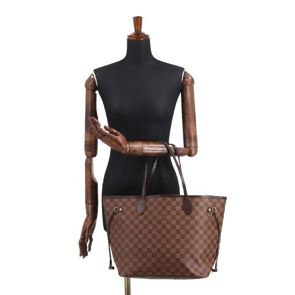 90180859 10 Louis Vuitton Damier Neverfull MM Tote Bag Ebene Brown