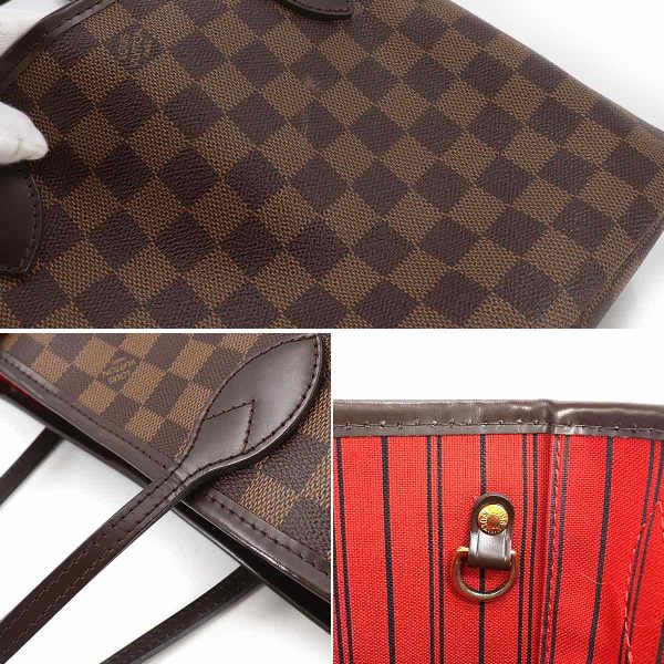 90181061 09 Louis Vuitton Damier Neverfull PM Tote Bag Ebene Brown