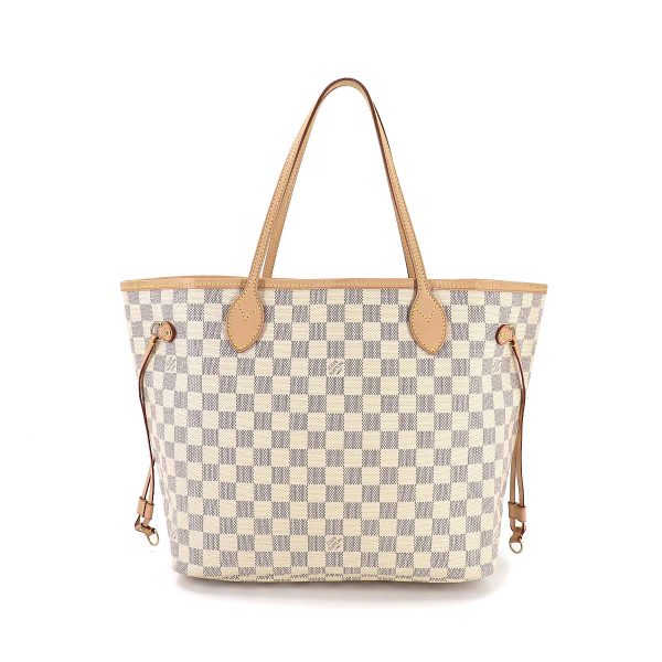 90181969 02 Louis Vuitton Damier Azur Neverfull MM Tote Bag White