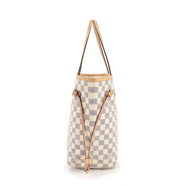 90181969 03 Louis Vuitton Damier Azur Neverfull MM Tote Bag White