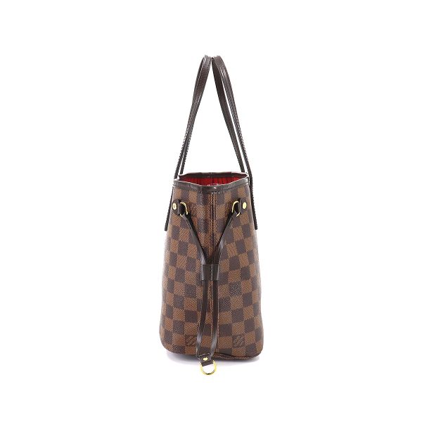 90181986 03 Louis Vuitton Damier Neverfull PM Tote Bag Brown Gold Hardware