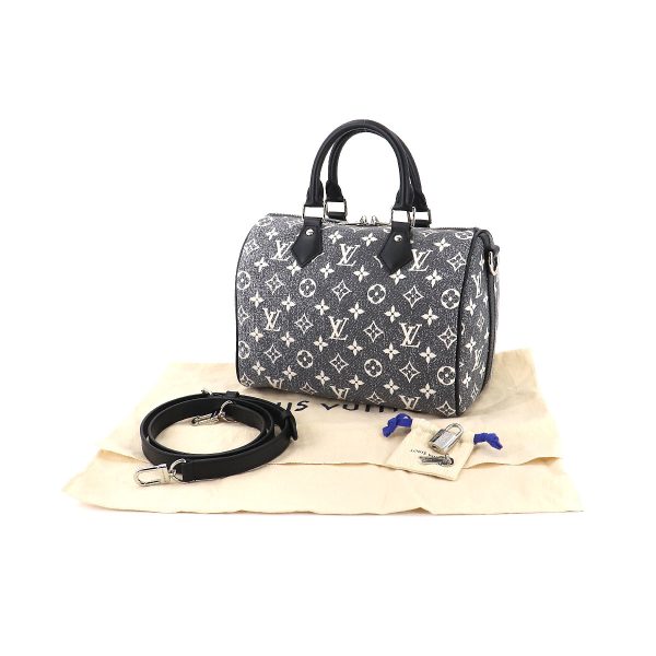 90182105 09 Louis Vuitton Monogram Jacquard Denim Speedy Bandouliere 25 2way Shoulder Bag