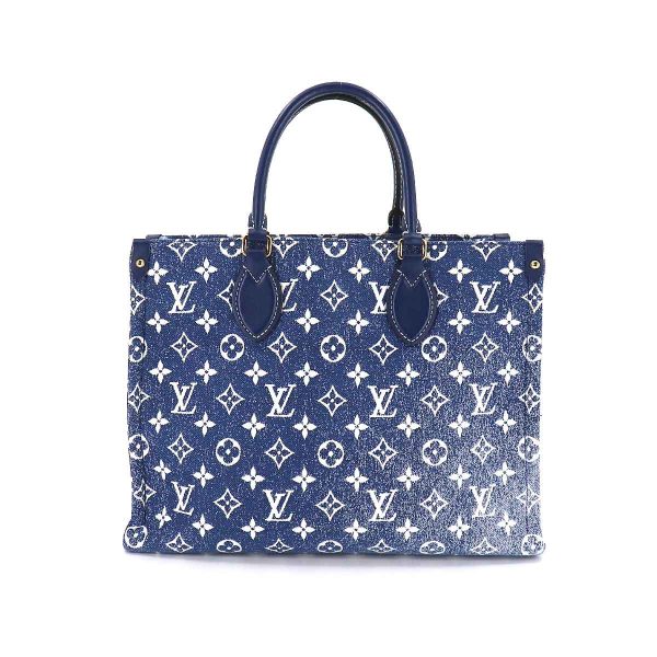 90182106 02 Louis Vuitton Monogram Jacquard Denim Onthego MM 2way Tote Shoulder Bag