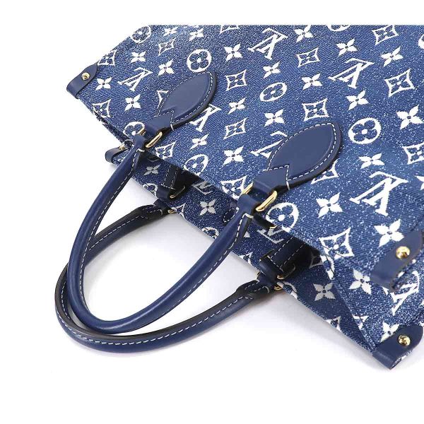 90182106 05 Louis Vuitton Monogram Jacquard Denim Onthego MM 2way Tote Shoulder Bag