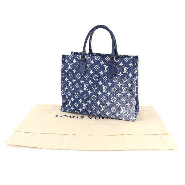 90182106 09 Louis Vuitton Monogram Jacquard Denim Onthego MM 2way Tote Shoulder Bag