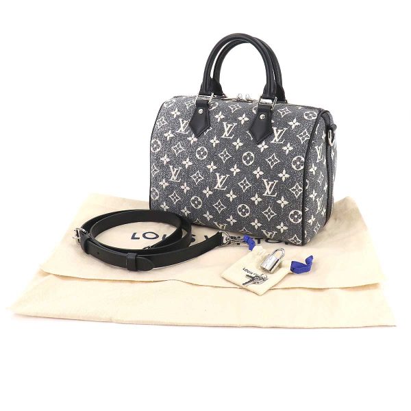 90182111 09 Louis Vuitton Monogram Jacquard Denim Speedy Bandouliere 25 2way Shoulder Bag