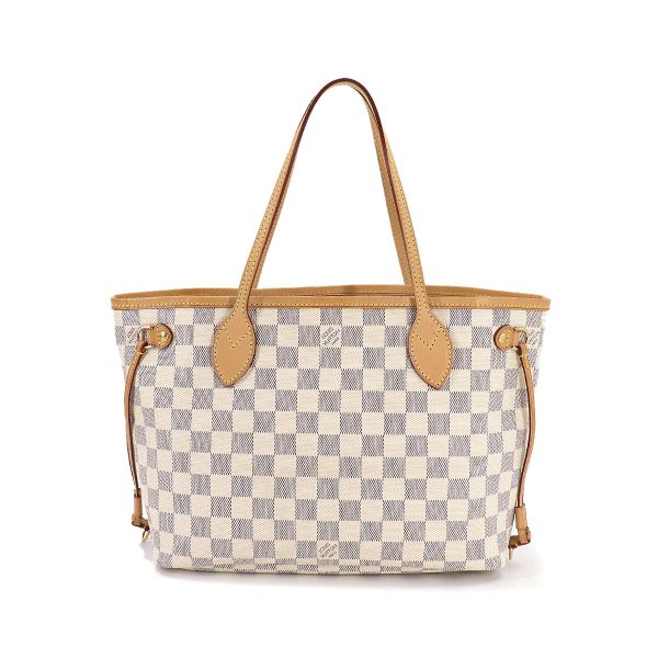 90182169 02 Louis Vuitton Damier Azur Neverfull PM Tote Bag White