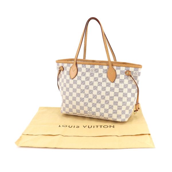 90182169 09 Louis Vuitton Damier Azur Neverfull PM Tote Bag White