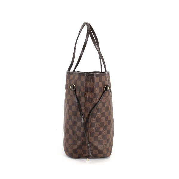 90183762 03 Louis Vuitton Damier Neverfull MM Tote Bag Ebene Brown Gold Metal