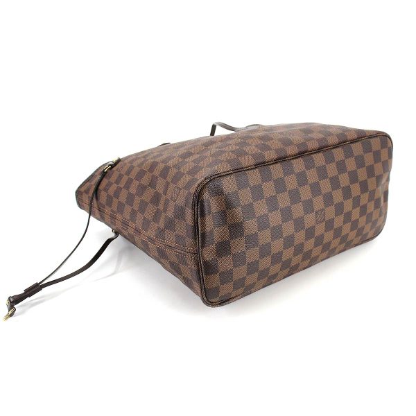 90183762 04 Louis Vuitton Damier Neverfull MM Tote Bag Ebene Brown Gold Metal