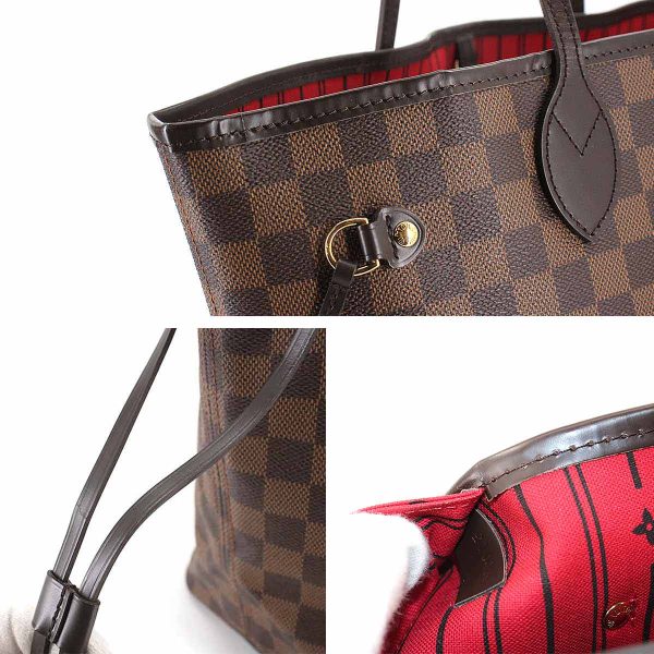 90183762 09 Louis Vuitton Damier Neverfull MM Tote Bag Ebene Brown Gold Metal