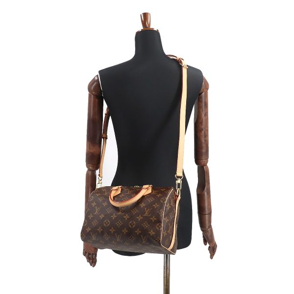 90184227 10 Louis Vuitton Monogram Speedy Bandouliere 25 2way Shoulder Bag Brown