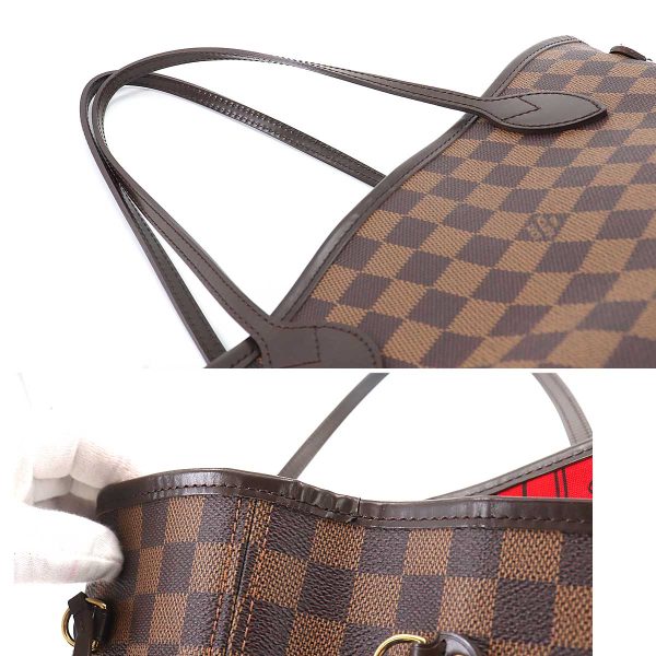 90184670 08 Louis Vuitton Damier Neverfull MM Tote Bag Ebene Brown