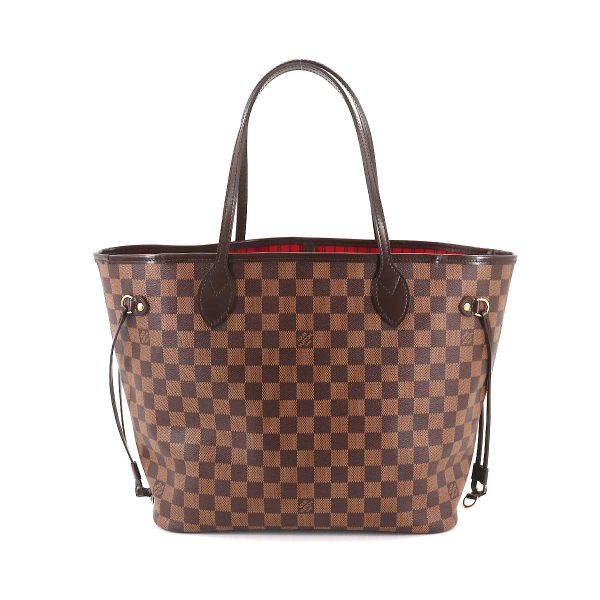 90185177 02 Louis Vuitton Damier Neverfull MM Tote Bag Ebene Cerise Brown