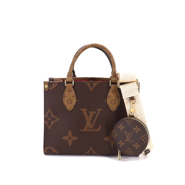 90187272 01 1 Louis Vuitton Giant Monogram Onthego PM 2way Hand Shoulder Bag Brown