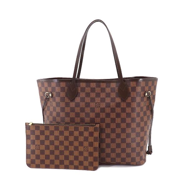 90187344 01 1 Louis Vuitton Damier Neverfull MM Tote Bag Ebene Series Brown