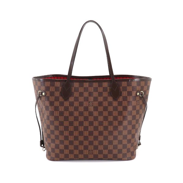 90187344 02 Louis Vuitton Damier Neverfull MM Tote Bag Ebene Series Brown