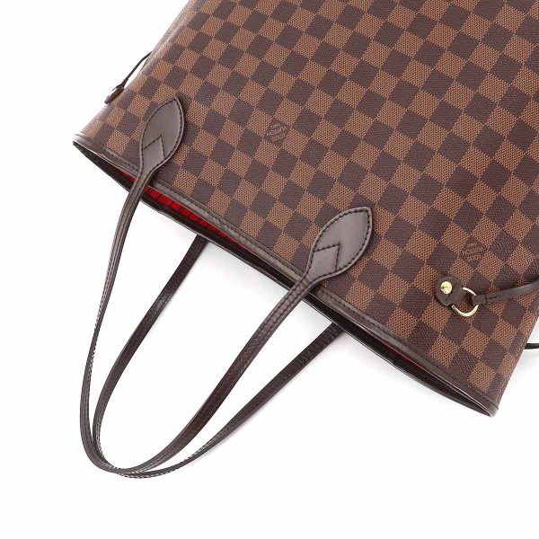 90187344 05 Louis Vuitton Damier Neverfull MM Tote Bag Ebene Series Brown