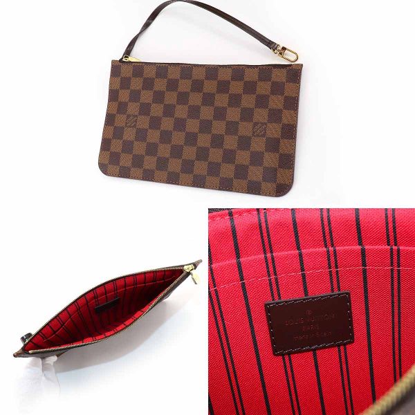 90187344 08 Louis Vuitton Damier Neverfull MM Tote Bag Ebene Series Brown