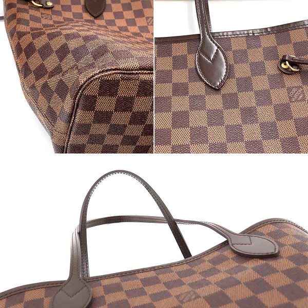 90187344 09 Louis Vuitton Damier Neverfull MM Tote Bag Ebene Series Brown