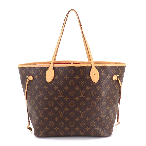 90187769 02 Louis Vuitton Monogram Neverfull MM Tote Bag Brown Gold Metal