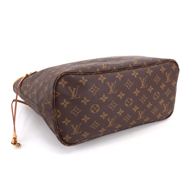 90187769 04 Louis Vuitton Monogram Neverfull MM Tote Bag Brown Gold Metal