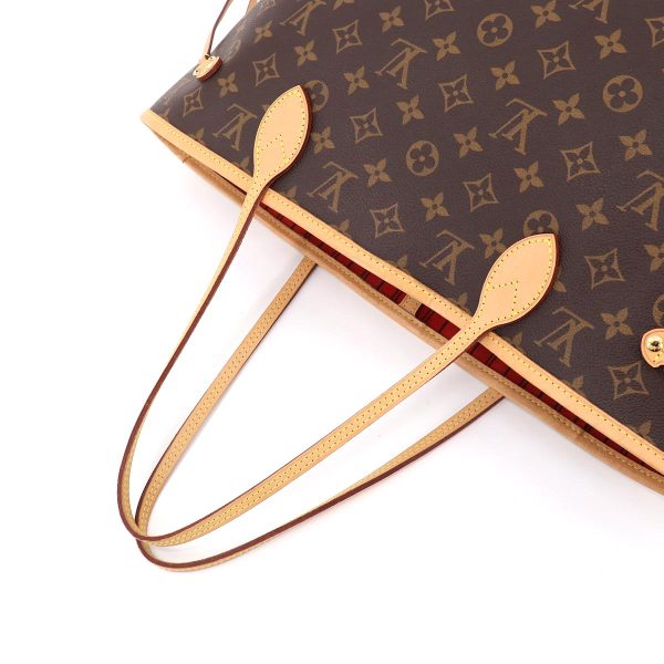 90187769 05 Louis Vuitton Monogram Neverfull MM Tote Bag Brown Gold Metal