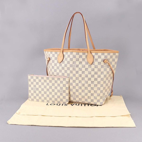 90195305 09 Louis Vuitton Damier Azur Neverfull MM Tote Bag