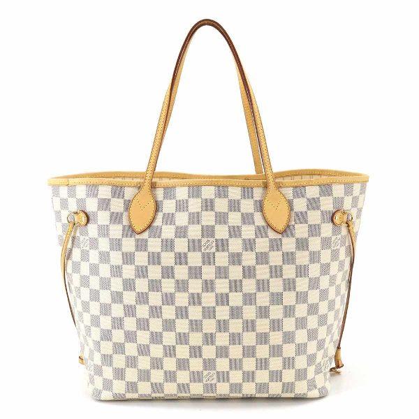 90197684 02 Louis Vuitton Damier Azur Neverfull MM Tote Bag White