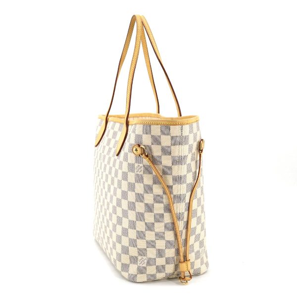 90197684 03 Louis Vuitton Damier Azur Neverfull MM Tote Bag White