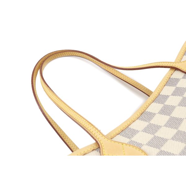 90197684 05 Louis Vuitton Damier Azur Neverfull MM Tote Bag White