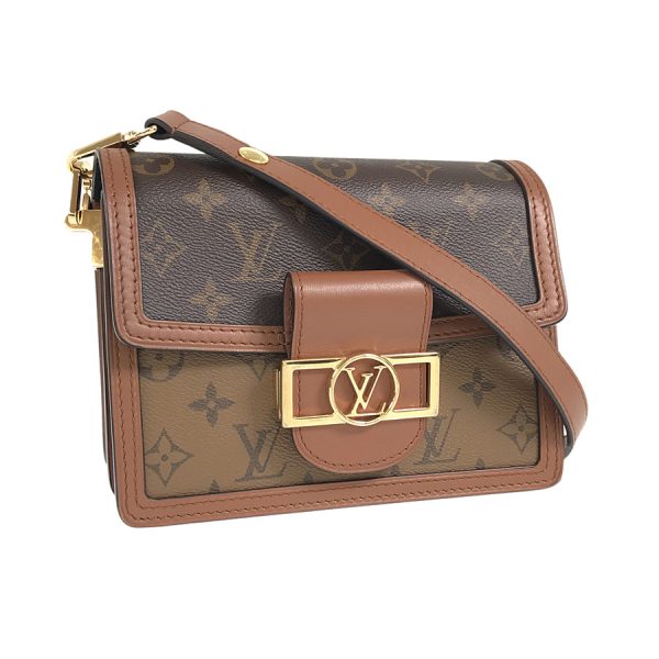 sju 2105015179487 2 Louis Vuitton Monogram Reverse Dauphine Mini Brown PVC Shoulder Bag